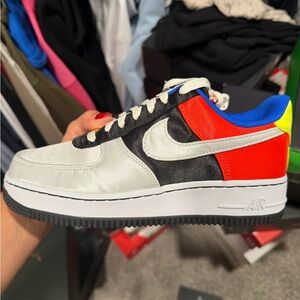 Nike Air Force 1 with Blue, Green, and Black Accents